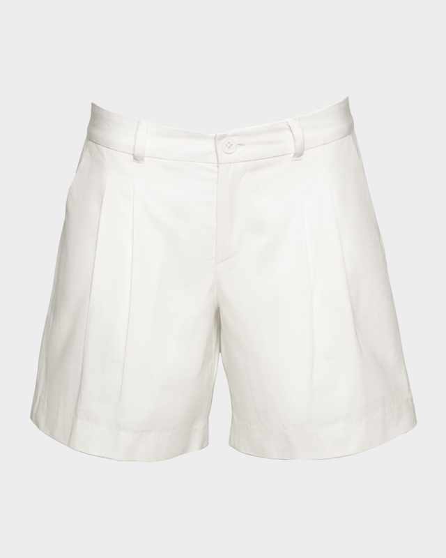 Benny Pleated Mid-Rise Cotton Bermuda Shorts
